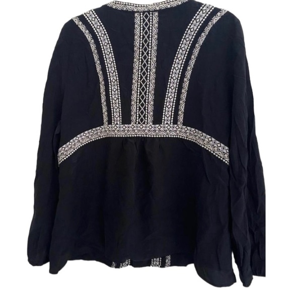 VERONICA BEARD Embroidered Silk Blouse In Black Women Size 6 - Picture 4 of 5
